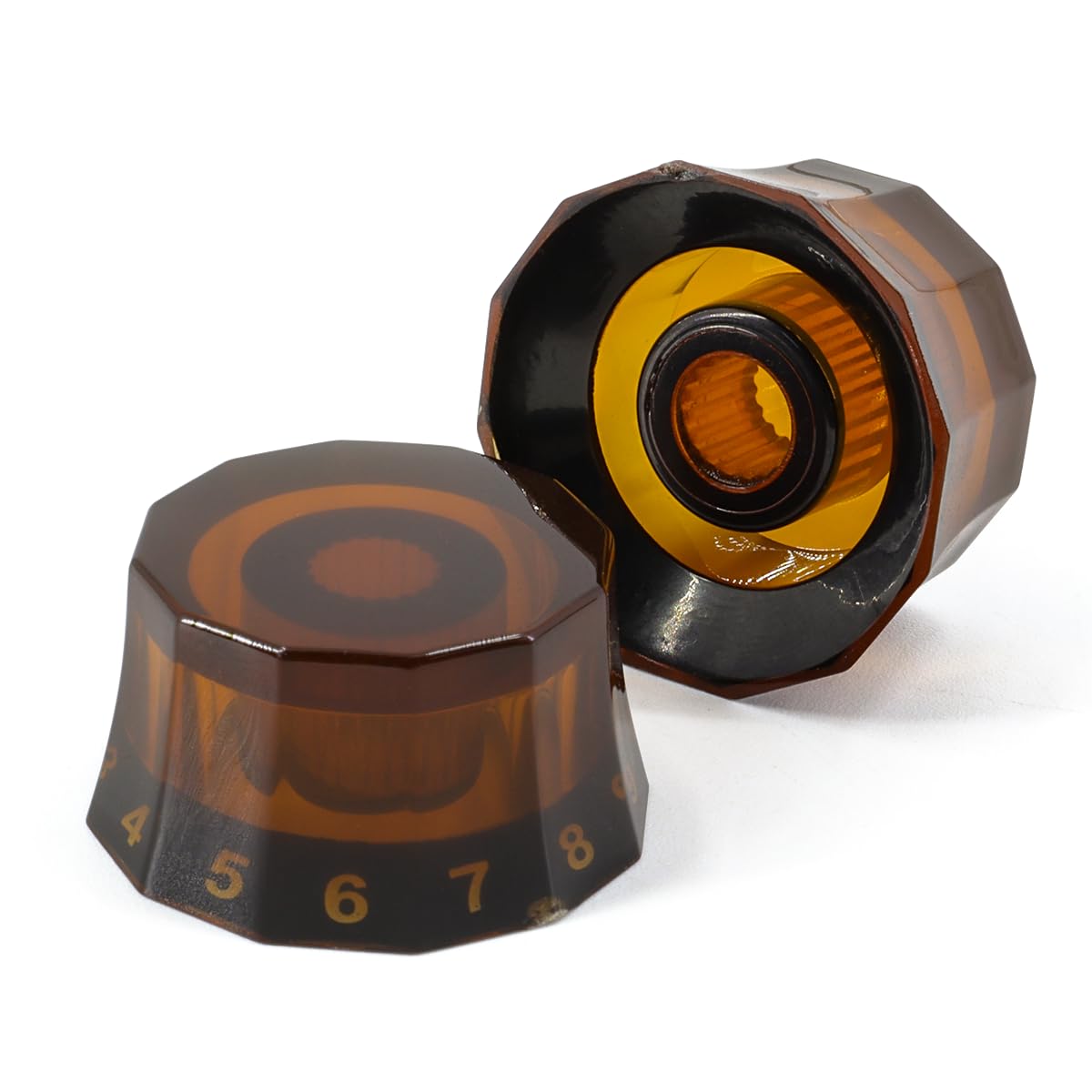 Domofa 4Pcs Electric Guitar Knobs Speed Control Volume Tone Knobs for Les Paul Guitar (Amber with Black) - Image 4