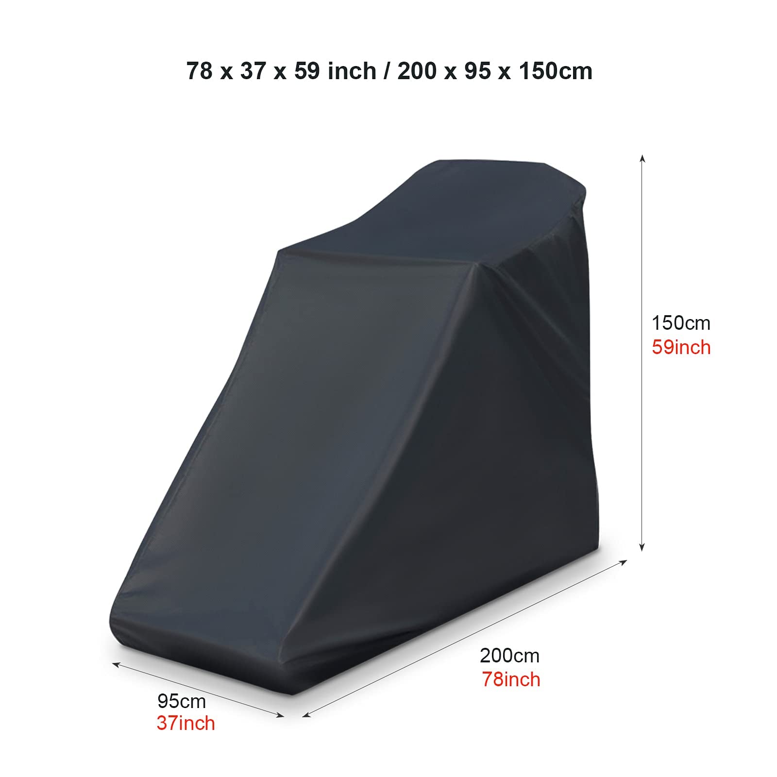 Housse de tapis de course 210D, imperméable, anti-poussière, non pliable, pour équipement de fitness, avec cordon de serrage pour intérieur/extérieur, ajustement universel, 200,7 x 94 x 150 cm, noir