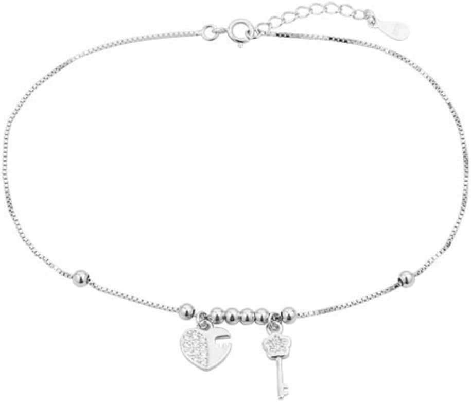 LuckyJewelry Elegant Sterling Silver Anklet Beach Chain Ankle Bracelet Women