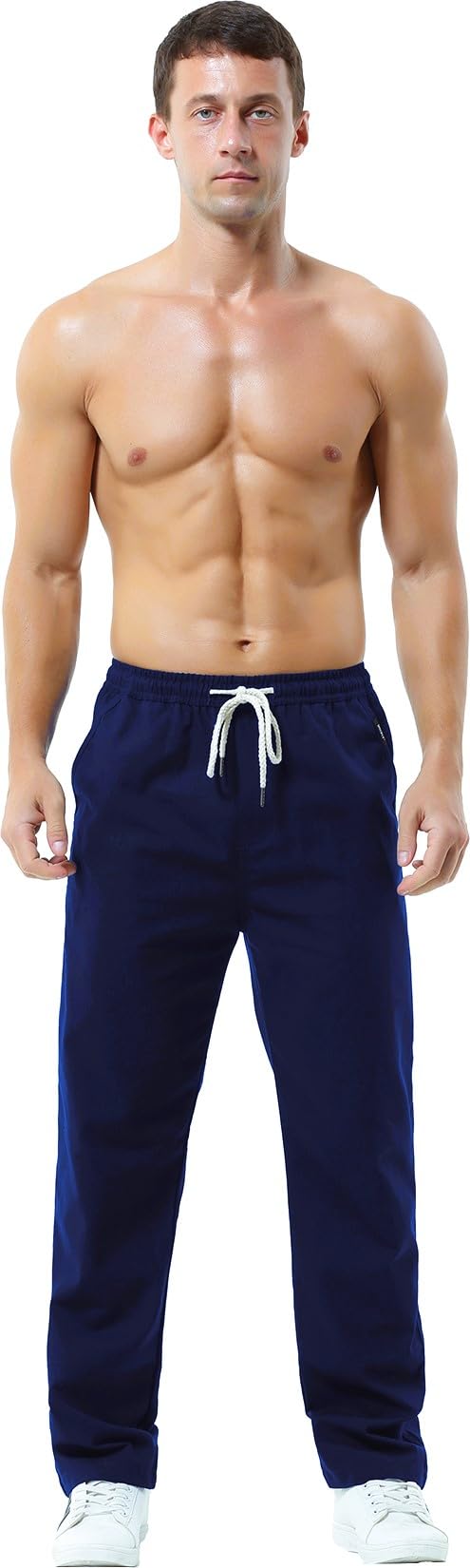 Hoerev Men's Casual Beach Trousers Linen Trousers