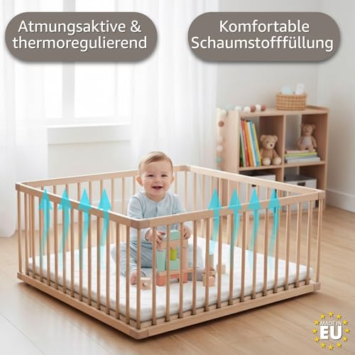 Laufstalleinlage 100x100 cm - Laufstall Laufgitter Baby Matratze Laufstallmatratze Laufgittereinlage aus Schaumstoff für Kinder Babymatratze Spielmatratze Oeko-Tex 100 x 100