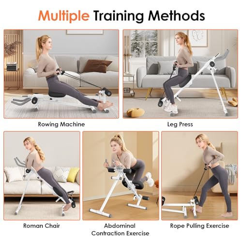 Image of Foldable Ab Machine, 5-in-1 Adjustable Ab Trainer for Home Gym, Full-Body Core Workout Equipment