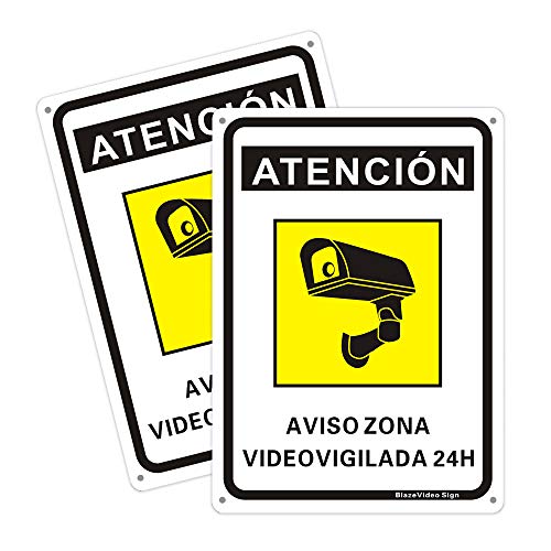 2pcs Señal de Advertencia de Zona de Videovigilancia 18*25cm Amarilla Cover