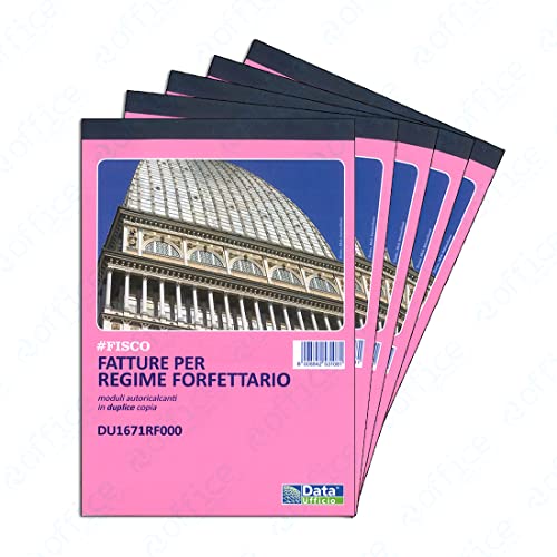 Blocco Fattura Regime Forfettario Blister 5 Pezzi Formato 21,5x14,8 Centimetri Autoricalcanti in Duplice Copia Data Ufficio