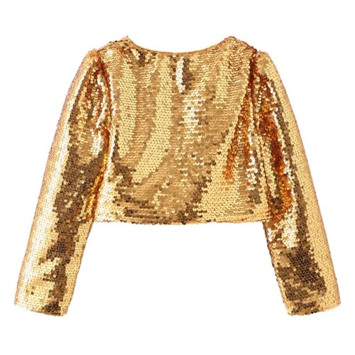 Girls Sequins Cardigan Long Sleeve Open Front Glitter Cropped Blazer Bolero Shrug for Party Dress2