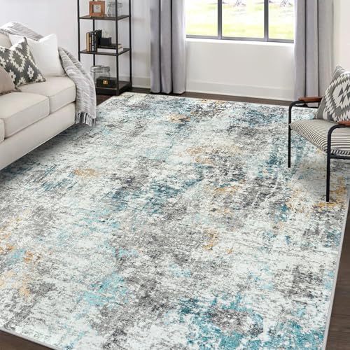 Area Rugs 9x12 Living Room: Large Soft Washable Rug Modern Abstract Anti-Skid Non-Shedding Carpet Indoor Floor Thin Carpets for Bedroom Dining Room Farmhouse Nursery Home Office Multi