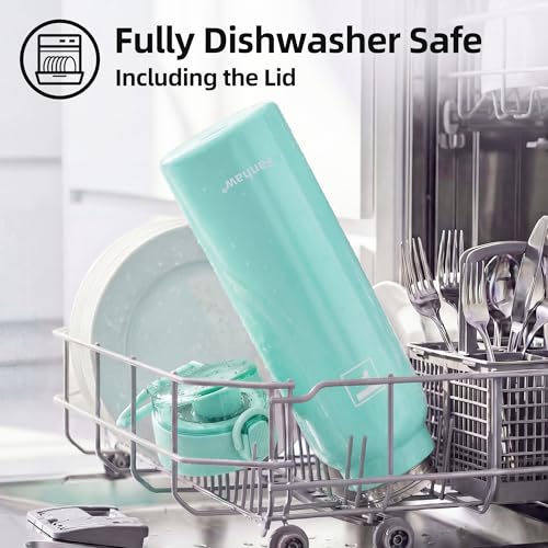 Image of Fanhaw 24 oz Insulated Water Bottle with Soft Silicone Spout Lid, Leakproof Stainless Steel Vacuum Bottle for School, Sports& Daily Use, Kids, Teens& Adults, Back to School Essentials (Tif Blue)