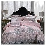 BONOOL Weiches 4-teiliges Bettlaken-Set, Bettbezug, 4-teiliges Set aus Seide, 100% Maulbeerseide, Hotelartikel-Set, leichtes Mikrofaser-Bettbezug-Set, Luxus-Set (C Queen)