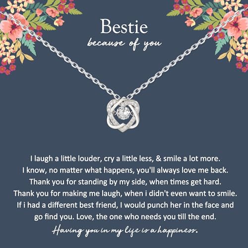 Gift for Friends Female, Sterling Silver Interlocking 2 Hearts Necklace for Bestie, Best Friend Birthday Gifts, Friendship Gifts for Women, Thank you Gifts, Christmas Jewelry