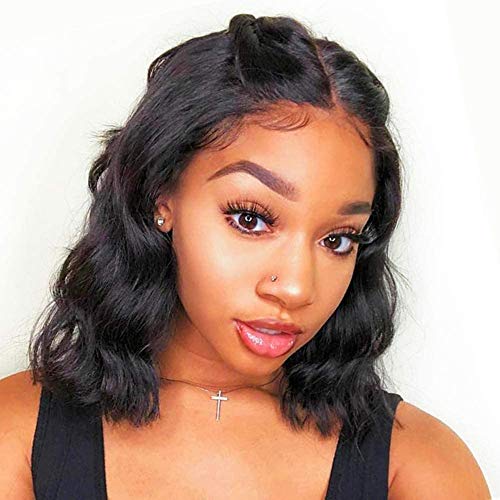 BLISSHAIR Short Body Wave Human Hair Wigs，Curly Bob Wig Short Wavy Curly Black Wig for Women Natural Wave Wigs Shoulder Length 130% Density