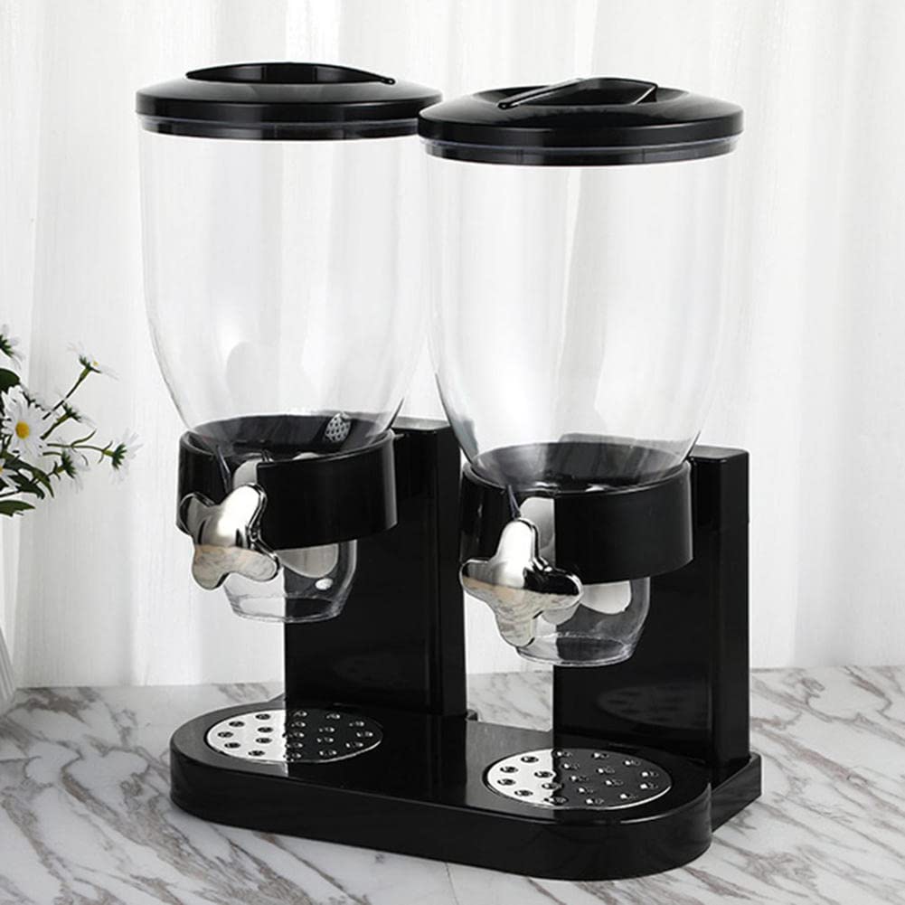 Dispensador de cereales Dispensador de cereales de encimera Dispensador automático de granos Máquina de cereales de doble cubeta Tanque de almacenamiento de avena para el hogar Adecuado para almacen