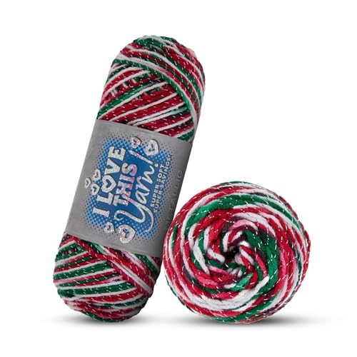Image of Hobby Lobby Metallic I Love This Yarn, 738 Christmas | 4 Medium Weight, Acrylic & Metallic Polyester, 252 Yards Per Skein