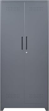 Metal Storage Cabinet with 2 Doors,Tall Steel Cabinet with Locking Door, Large Storage Cabinet for Home Office,Kitchen, Pantry, Shop,Gym,Garage Grey, XL