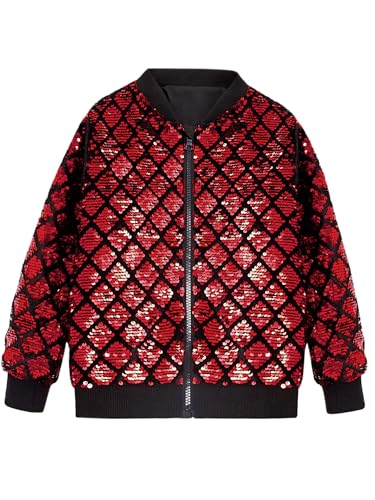 Image of Lars Amadeus Argyle Sequin Bomber Jacket for Men's Party Club Shiny Baseball Varsity Jacket