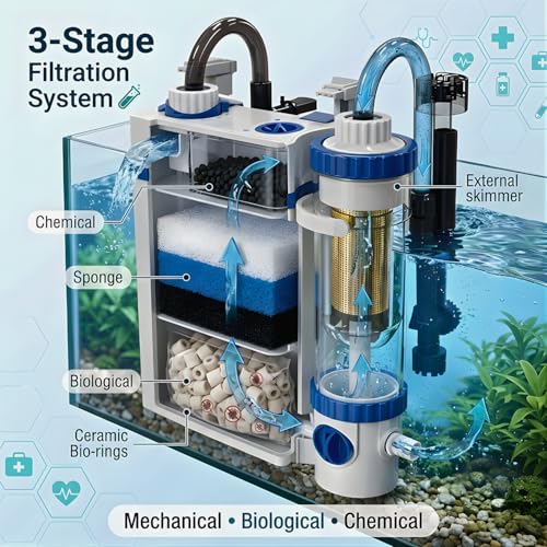 Image of VAYINATO Sun-Sun YBF-600 Large Flow HOB Aquarium Filter, Silent External Bio Power Filter for Freshwater & Planted Tanks, Multi-Stage Filtration, 600L /H, 8W