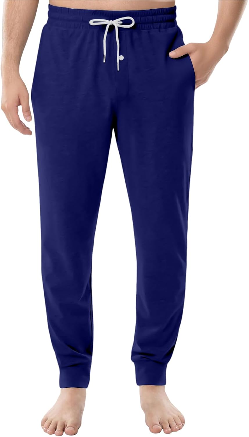 WENKOMG1 Men's Sleep Pants, Solid Pj Bottoms Soft Lightweight Jogger Lounge Sleepwear with Pockets Pajama Pant, M-3XL