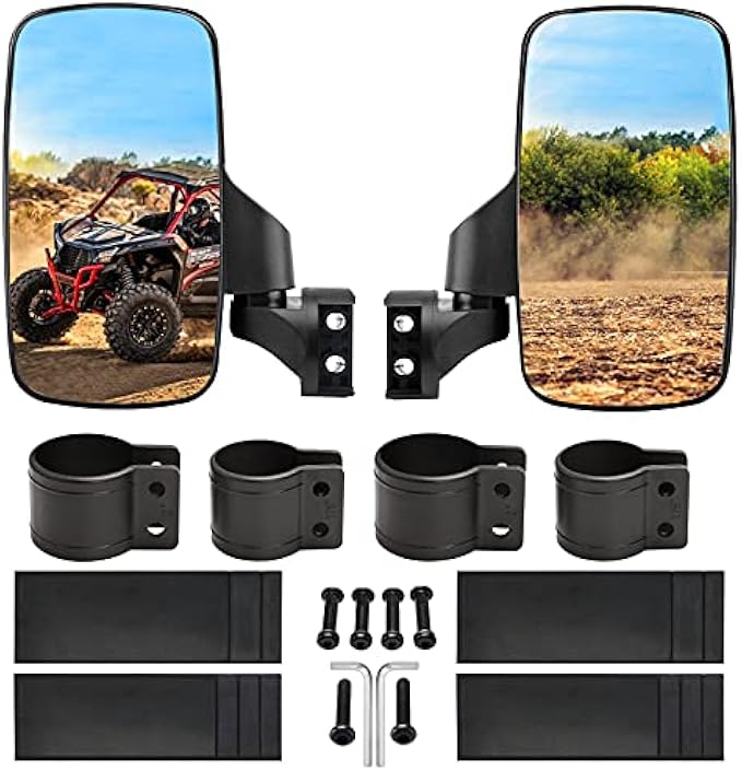 BETOOLL Upgraded Adjustable Pair UTV Side Mirror Set 1.75 or 2inch Roll Bar Cage, Universal UTV Side View Mirrors High Impact(Pack of 2)