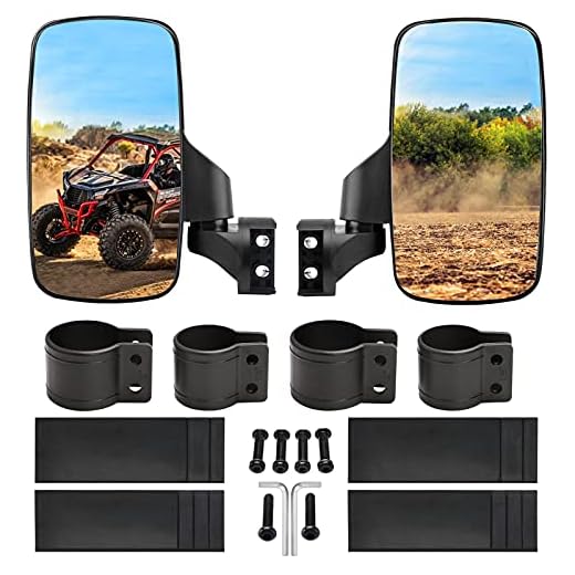 BETOOLL Upgraded Adjustable Pair UTV Side Mirror Set 1.75 or 2inch Roll Bar Cage, Universal UTV Side View Mirrors High Impact(Pack of 2)