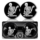 Yonlevres Car Coasters for Cup Holders，2.75' Anti Slip Rubber Mat with A Finger Notch, 2 Pack Car Cup Holder Coasters for Car Interior Accessories for Women Men Skull Skeleton