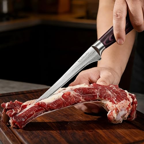 Nanbone Boning Knife 8 Inch Super Sharp Fillet Knife High Carbon Stainless Steel Kitchen Knife with Wooden Handle, Chinese Boning Knives for Meat Poultry Chicken Deboning Knifes - image 4