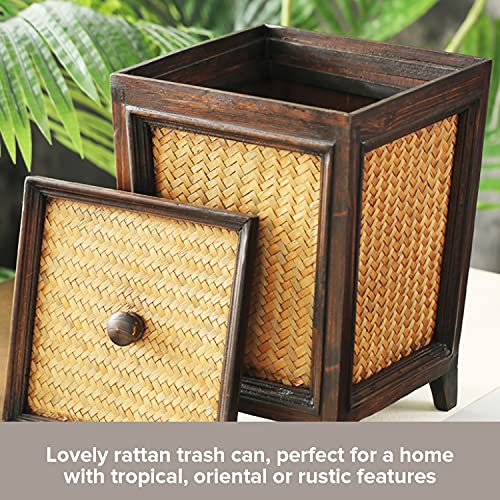 Caneca de Basura Rattan 7L Marrón Cuadrada con Tapa miniatura 3