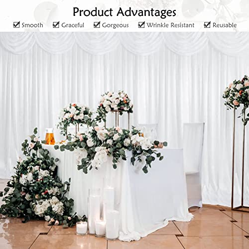BWKJMY 10x10FT White Backdrop Curtain for Parties Wedding White Photo Backdrop Curtains Drapes Fabric for Baby Shower Party Photoshoot Background Decorations - Image 3