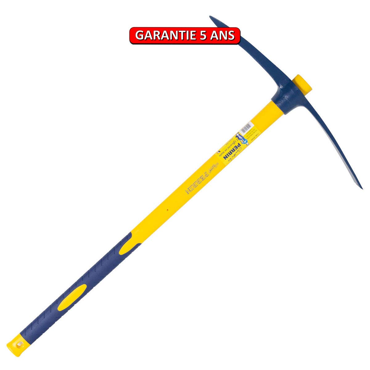 Outils Perrin Pioche Terrassier Oeil Rond avec Emmanché Trigripp 90, 3 kg