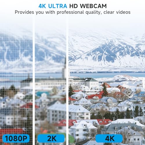 Image of AOC 4k Webcam for PC with Microphone, Computer Camera with Noise Cancellation, Privacy Cover, 99 FOV, Plug & Play USB Webcam for Streaming, Conferencing, Zoom, Skype, Facetime, Laptop, PC, Skype