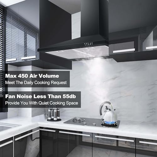 image for SNDOAS Black Range Hood,Wall Mount Range Hood 30 inch,Stainless Steel 