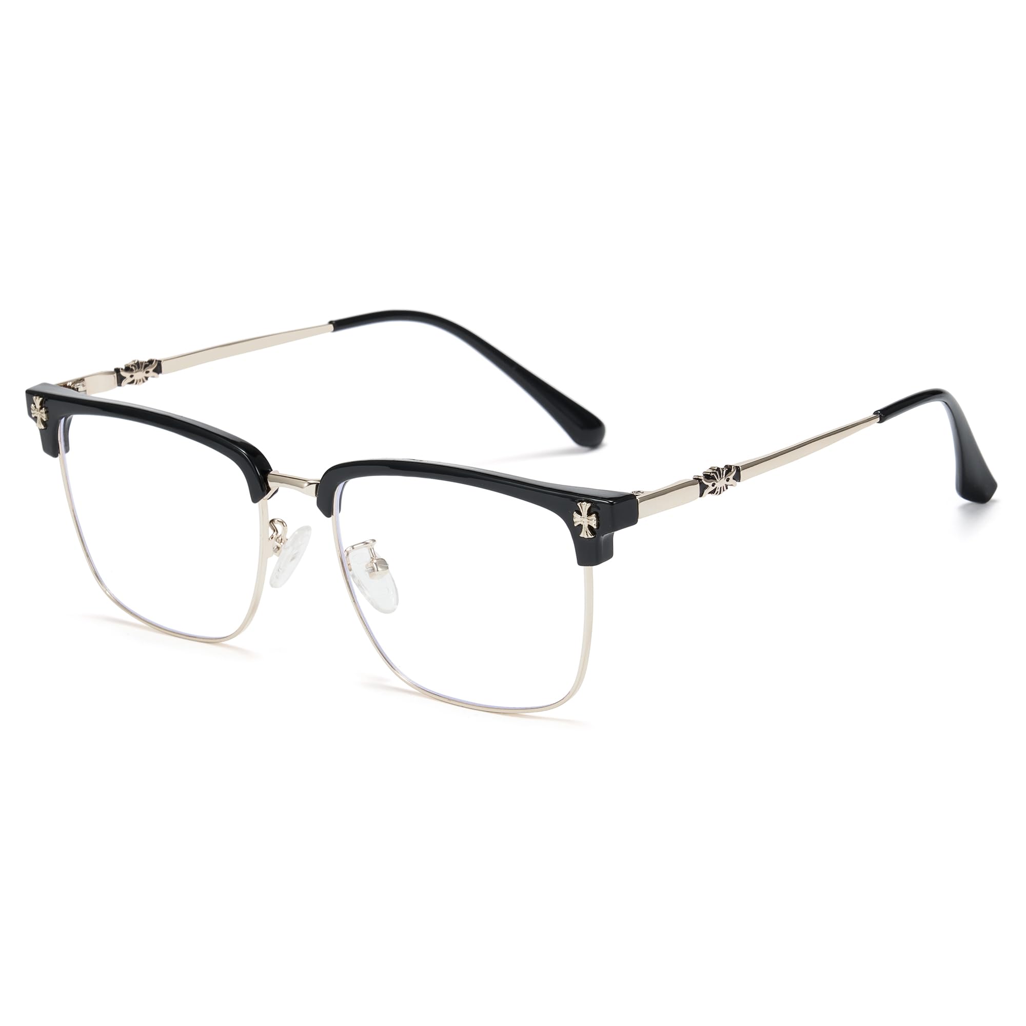 Cyxus Retro Blue Light Glasses Men - Square TR90 Metal Blowline Frame Stylish Trendy for Computer Daily Work 8252 - 2