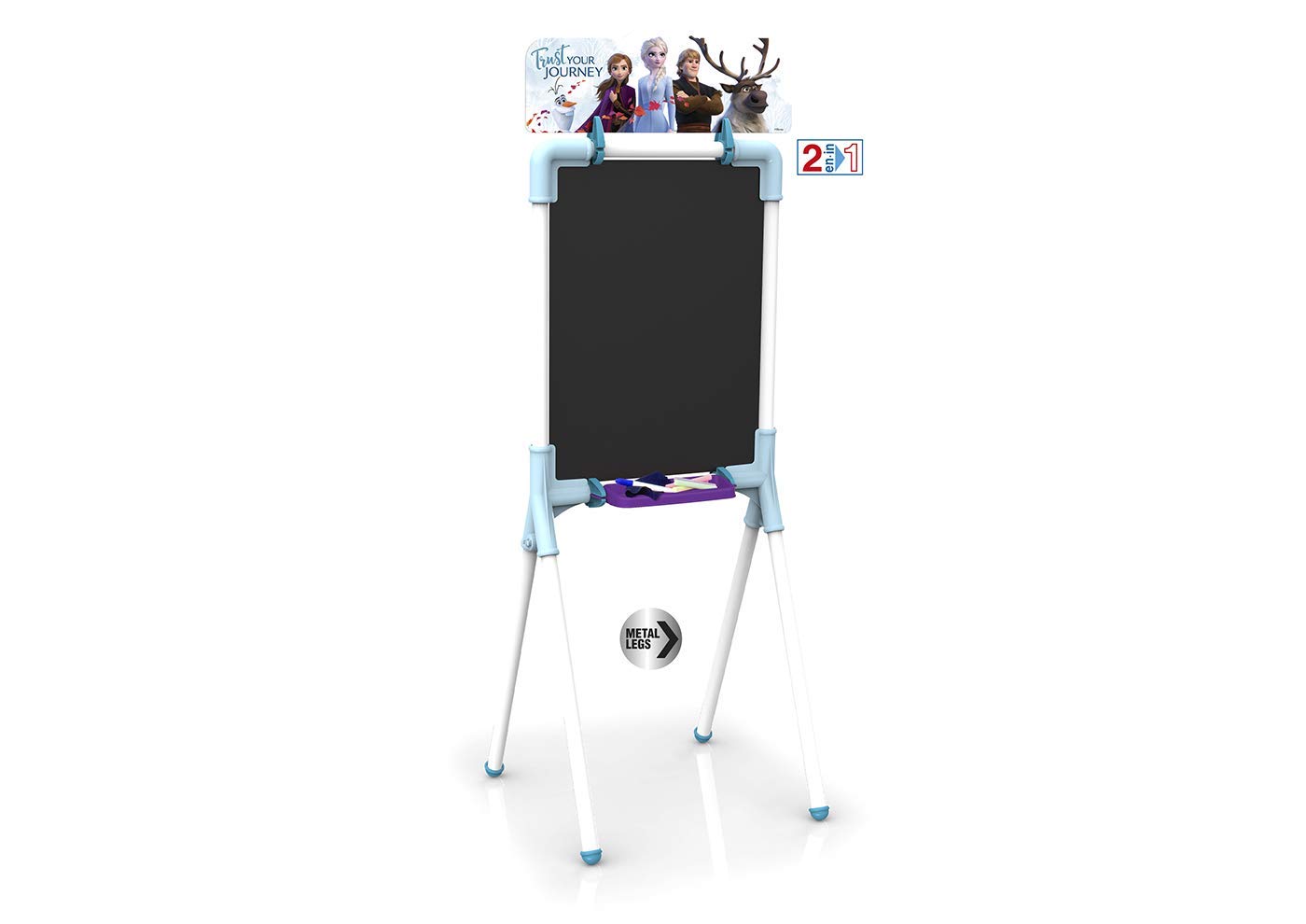 Chicos - Wendbare 2-in-1 Junior Tafel, inklusive Marker, Kreide, Radiergummi und Schablone Frozen II, Material von hoher Festigkeit und Haltbarkeit, ab 3 Jahren (53039)