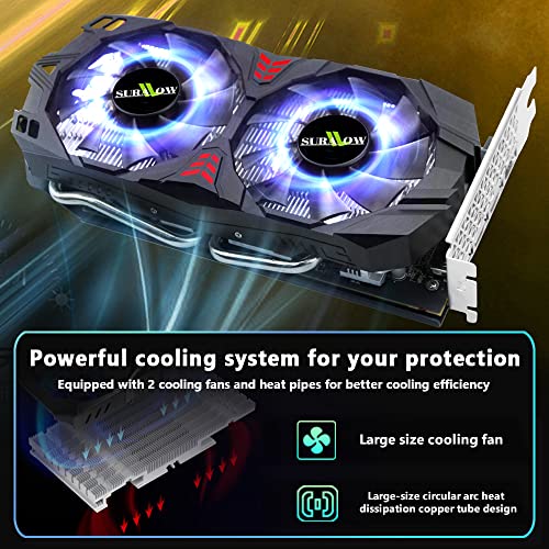 Surallow Amd Radeon Rx 580 8Gb Graphics Card, 2048Sp,Gddr5,256 Bit Graphics Card For Gaming Pc,Pcie 3.0,Twin Freeze Fans Computer Video Card With Hdmi/Dp/Ports #TOP5