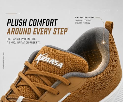 Image of Kraasa Men's Running Shoes | Breathable Mesh Upper | Lightweight Phylon Sole | Cushioned EVA Insole | Comfortable Sports & Casual Sneakers for Gym, Walking & Daily Use