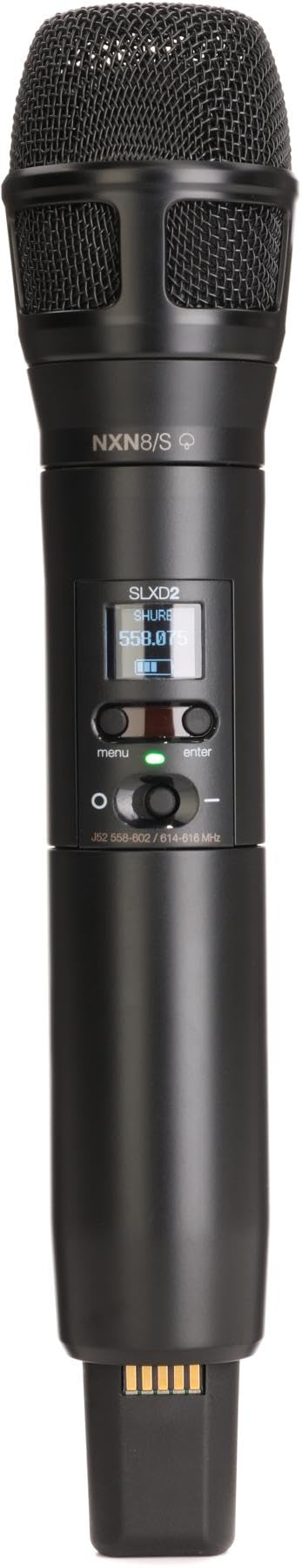 Shure SLXD2/N8SB Handheld Transmitter with Nexadyne 8/S Black Supercardioid Vocal Mic Capsule - for SLX-D Digital Wireless Microphone Systems, Receiver Sold Separately | J52 Band (SLXD2/N8SB=-J52)