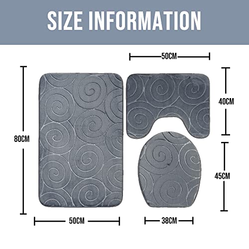 OSVAW Set di Tappeti da Bagno in Tinta Unita 3