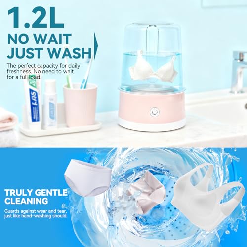 Image of Portable Mini Washing Machine for Underwear & Baby Clothes, Compact, Lightweight Washer for Small Laundry, Apartments, Dorms, Hotels, Camping & Travel (1.2L)