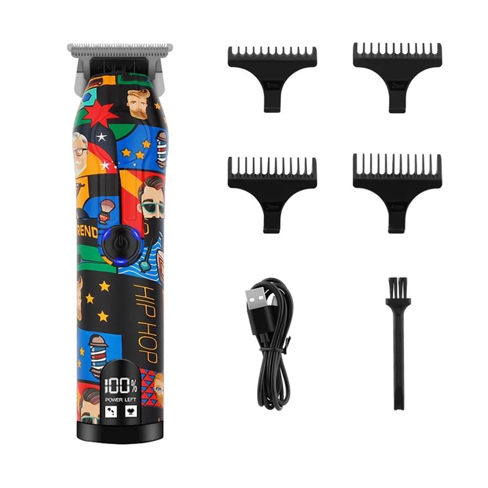 Rasierer Elektrischer Trimmer, 2-teiliges Set, wiederaufladbar, schnurlos, für Herren, Graffiti-Rasierer, Graffiti-Druck (Graffiti-Clipper)