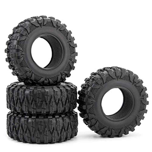 RCLIONS 4PCS 2.2inch 120mm RC Rubber Wheel Tyre Tires with Foam Insert for 1/10 RC Crawler Car Axial Wraith 90018