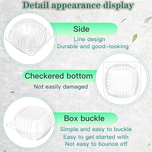 Ballhull BH240321836 25 Pack Clear Thickening Plastic Hinged Take Out Containers Disposable Clamshell Food Cake Containers thumb #3