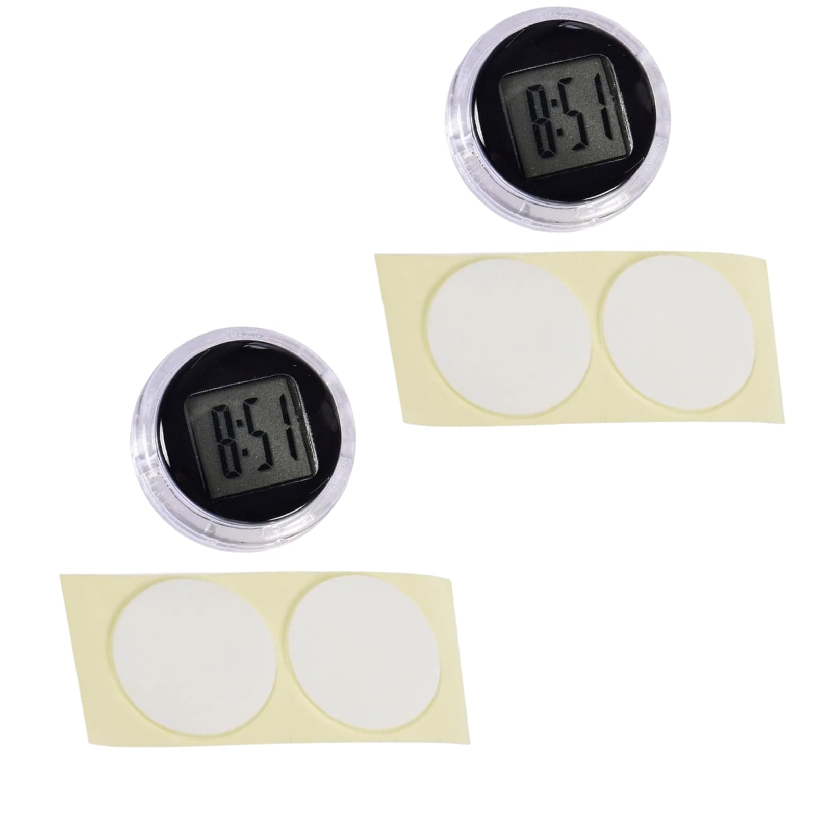 Wwyan Black 2Pcs Mini Motorcycle Clocks,Stick On Analog Car Clock,Waterproof Stick-On Motorbike Mount Watch Digital Clocks, Car Vent Stick-On Clock Watch For Dashboard Boat Bike Home,Automotive