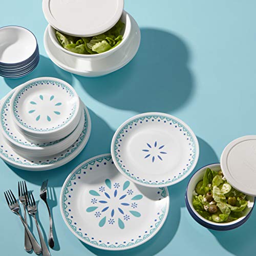Corelle Service for 12, Chip Resistant, Santorini Sky Dinnerware Set, 78 Piece - Image 4