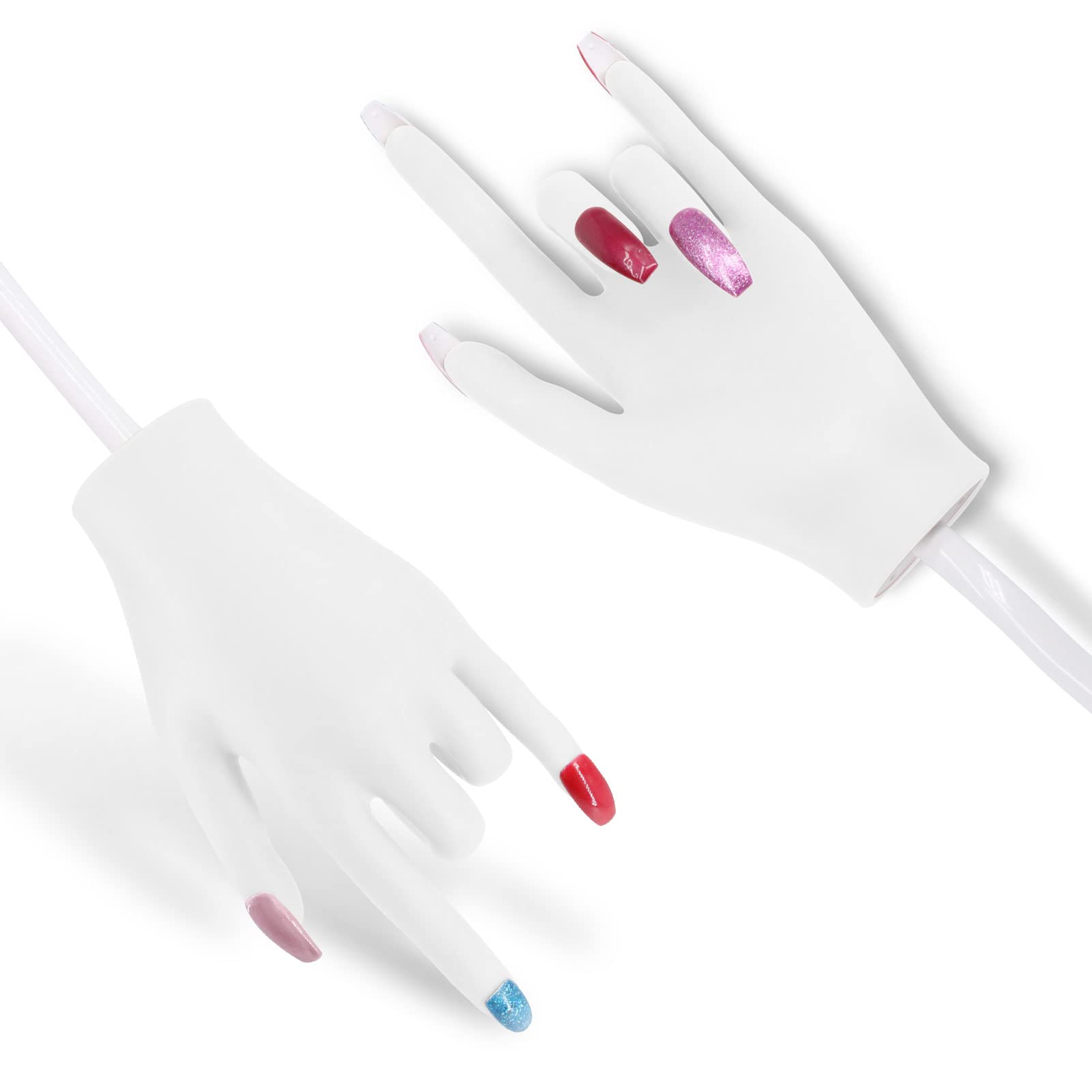 Übungshand Für Nageldesign, Silikon Hand Professionelles Übungsfinger für Nageldesign Gelnägel Fake Hand Maniküre (Weiß)