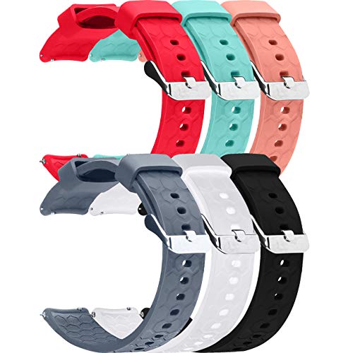 6PCS 20mm Replacement Silicone Bands Watch Straps Compatible with Garmin Vivoactive 3 GPS Smartwatch