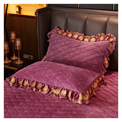 Taies d'oreiller lit velours broderie ensemble dormir rectangle décor maison - 2