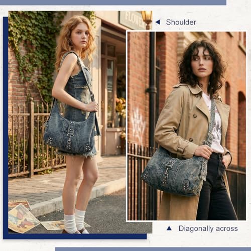 Image of PALAY Crossbody Bag for Woman Denim Cloth Tote Bags Casual Canvas Women Handbags Large Capacity Shoulder Bag for Daily, School