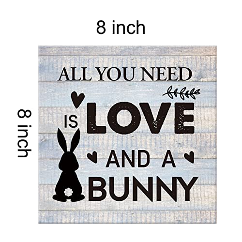 Funny Farmhouse Canvas Print Wall Art Decor All You Need Is Love And A Bunny Sign Painting Plaque Rustic Home Decoration (8 X 8 Inch, Framed) #TOP1