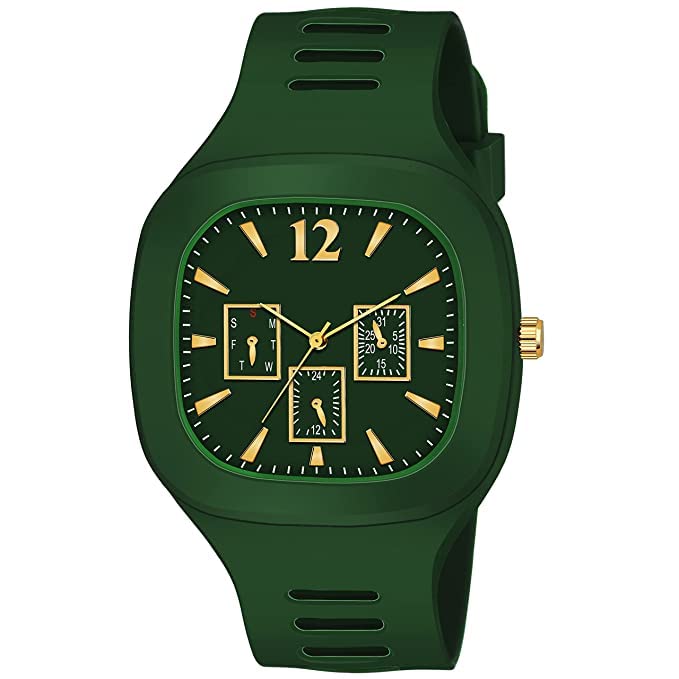 Savoir Square Dial Analog Watches with Silicon Strap Stylish Designer Watch for Mens &Boys (Green) (B09YNHF2J9) Amazon Price History, Amazon Price Tracker
