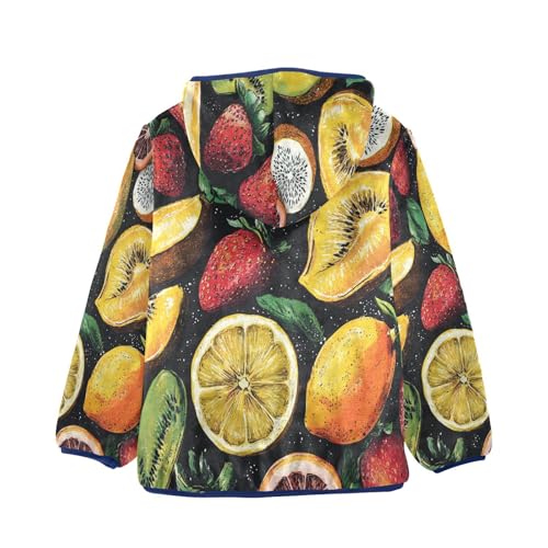 Fruit Pattern Print Design Toddler Fleece Jacket Girl Boys Hooded Fleece Jacket Coat Warm Outwear Zip-up 3-10T2