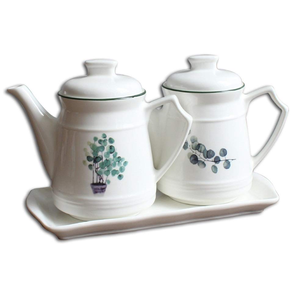 IANSHFKN Ceramic Kitchen Containers Seasoning Storage Box Pot Oil Vinegar Soy Sauce Container