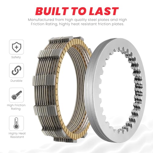 Image of M8 Friction Steel Plate Clutch Kit - For Harley Touring Softail Milwaukee-Eight Engine Models, 10x Friction, 9x Plate Steel Plate, 3x Springs